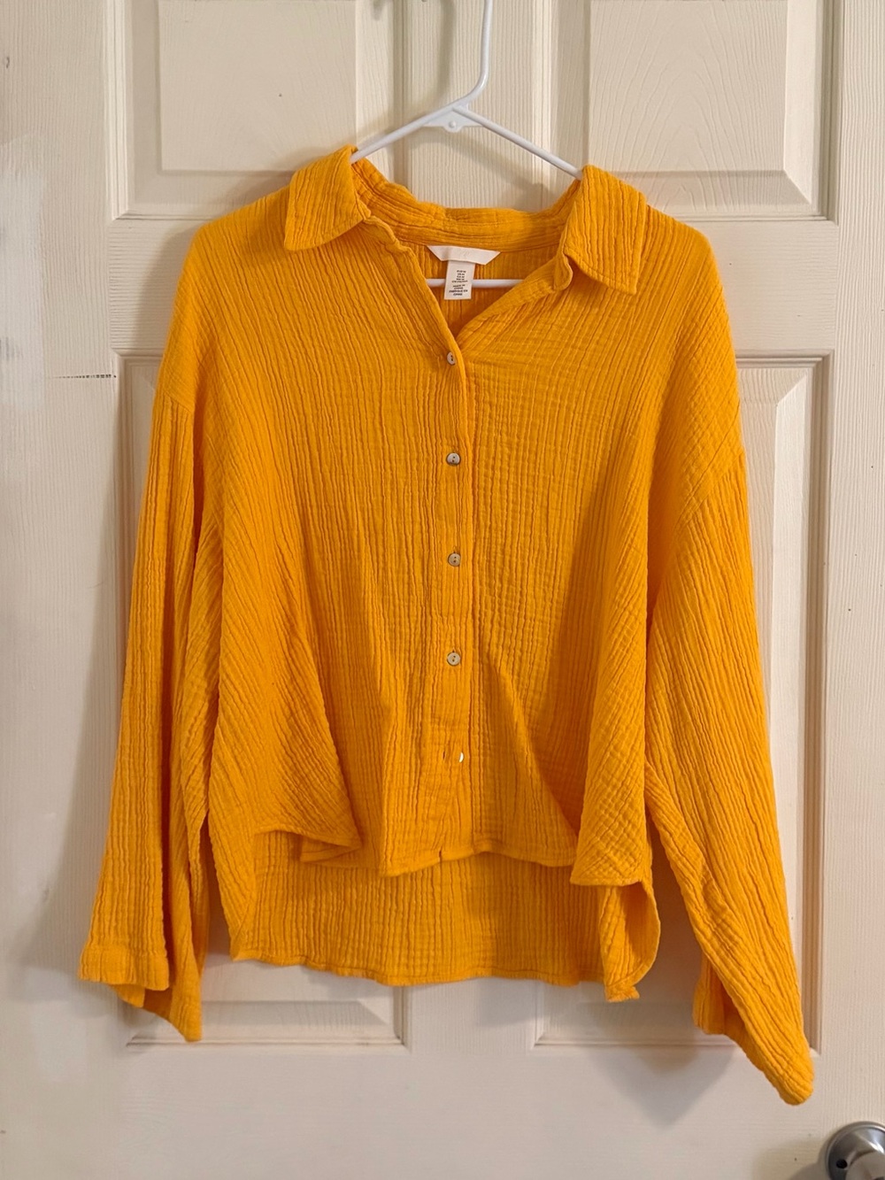H&M Yellow Button-Front Gauze Shirt